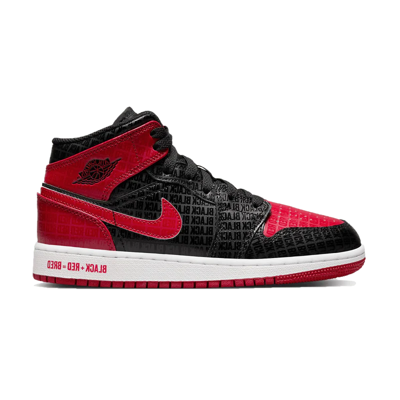 AIR JORDAN 1 MID SS GS 'BLACK + RED = BRED'