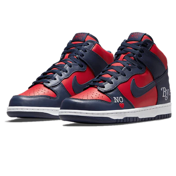 SUPREME X NIKE DUNK HIGH SB 'BY ANY MEANS - RED NAVY'