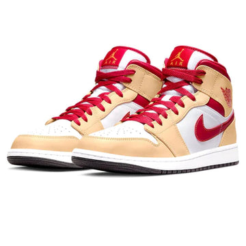 AIR JORDAN 1 MID 'LIGHT CURRY CARDINAL RED'