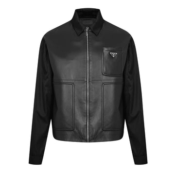 PRADA RE-NYLON LEATHER JACKET