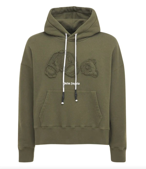 PALM ANGELS TEDDY PRINT HOODIE KHAKI