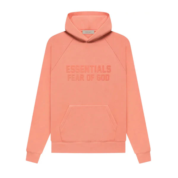 FEAR OF GOD ESSENTIALS SS22 PULLOVER HOODIE CORAL PINK