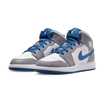 AIR JORDAN 1 MID GS 'CEMENT TRUE BLUE'