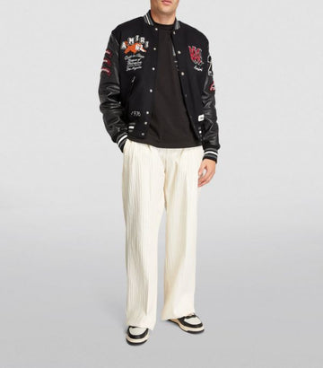 AMIRI  Leather-Sleeved Bomber Jacket