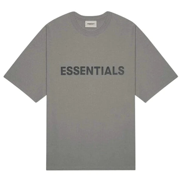 FEAR OF GOD ESSENTIALS 3D SILICON APPLIQUE BOXY T-SHIRT GRAY FLANNEL/CHARCOAL