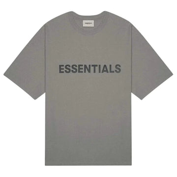 FEAR OF GOD ESSENTIALS 3D SILICON APPLIQUE BOXY T-SHIRT GRAY FLANNEL/CHARCOAL