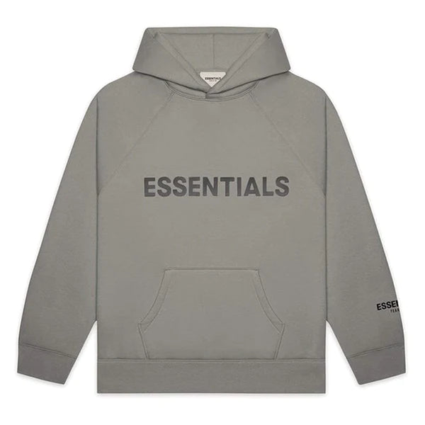 FEAR OF GOD ESSENTIALS PULLOVER HOODIE APPLIQUE LOGO CEMENT