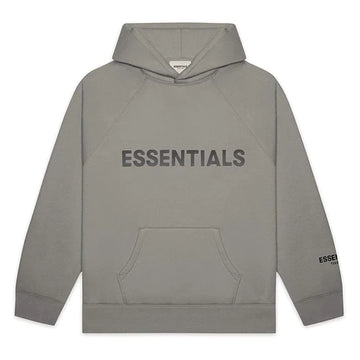 FEAR OF GOD ESSENTIALS PULLOVER HOODIE APPLIQUE LOGO CEMENT