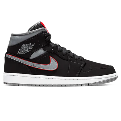 AIR JORDAN 1 MID 'BLACK PARTICLE GREY GYM RED