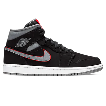 AIR JORDAN 1 MID 'BLACK PARTICLE GREY GYM RED